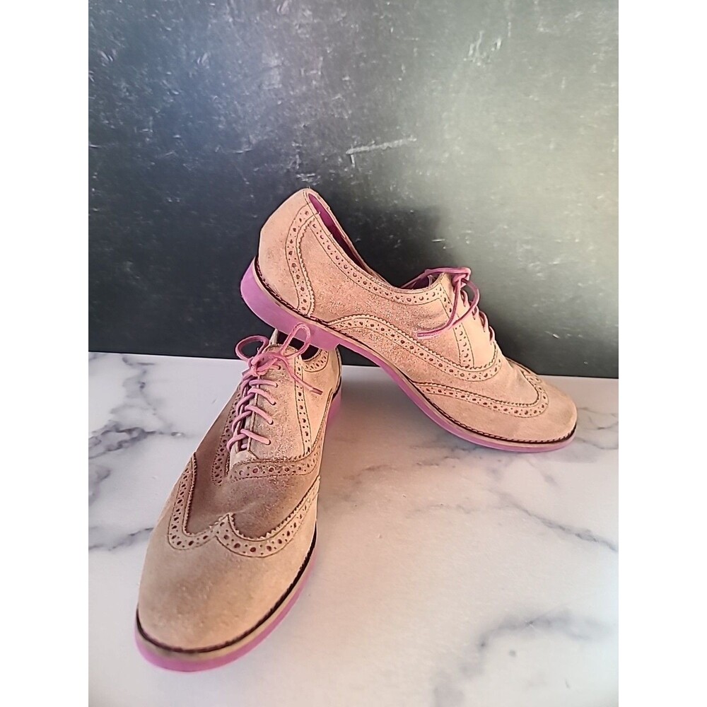 Cole Haan Wingtip Oxfords Brown/Pink Shoes Size 8.5